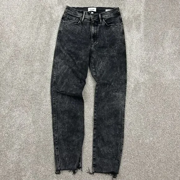 Frame Le Sylvie Slender Straight Jeans Women's‎ SZ 28 Distressed Raw Hem Stretch - Picture 2 of 10